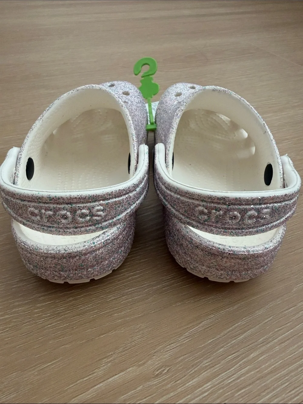 CROCS Kids' Glitter Clogs - White Base with Multicolor Glitter